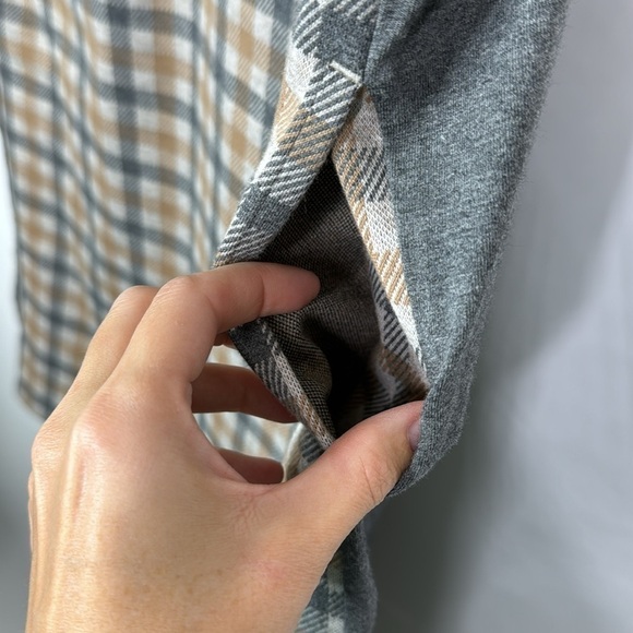 J.Jill Brown Gray Plaid Short Sleeve Shift Dress Size Large Tall - Picture 4 of 10